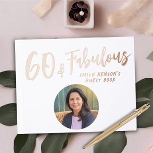 Modern 60 and Fabulous Photo 60th Birthday Party Guest Book