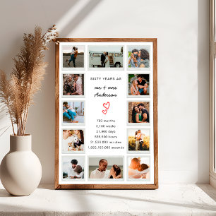 Modern 60th Anniversary Custom Photo Collage Poster
