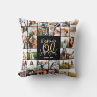 Modern 60th birthday multi photo script gift 