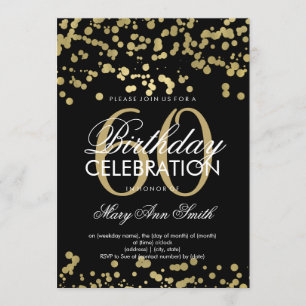 Modern 60th Birthday Party Gold Foil Confetti Invitation