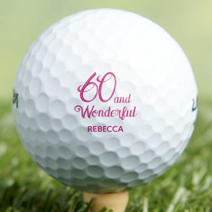 Modern 60th birthday party simple pink golf balls
