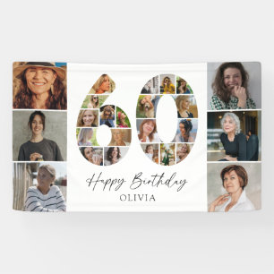 Modern 60th Birthday Photo Collage Banner