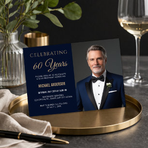 Modern 60th Birthday Photo Invite