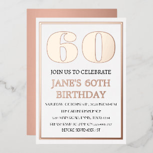 Modern 60th Birthday Rose Gold Foil QR Code