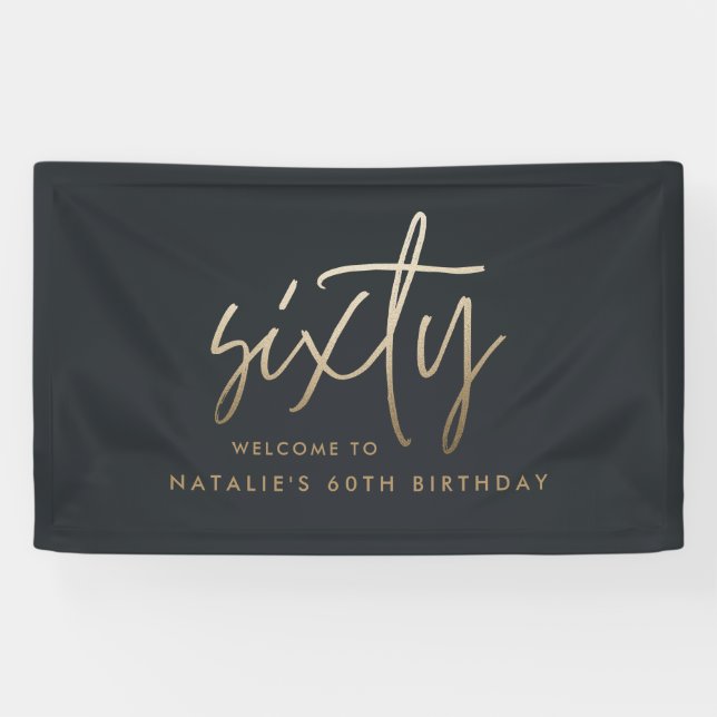 Modern 60th birthday simple stylish elegant script banner (Horizontal)