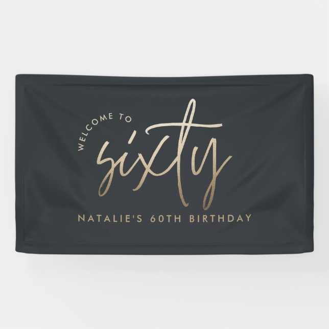 Modern 60th birthday simple stylish elegant script banner (Horizontal)