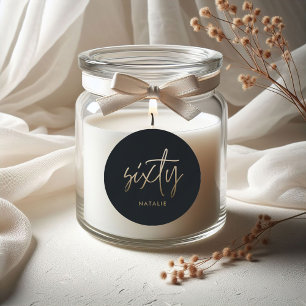 Modern 60th birthday simple stylish elegant script classic round sticker