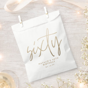 Modern 60th birthday simple stylish elegant script favour bags