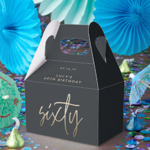 Modern 60th birthday simple stylish elegant script favour box