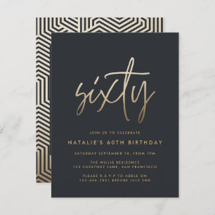 Modern 60th birthday simple stylish elegant script invitation