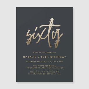 Modern 60th birthday simple stylish elegant script magnetic invitation
