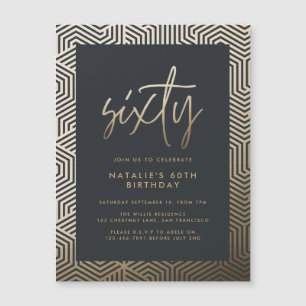 Modern 60th birthday simple stylish elegant script magnetic invitation