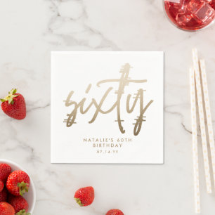 Modern 60th birthday simple stylish elegant script napkin