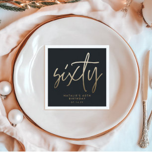 Modern 60th birthday simple stylish elegant script napkin