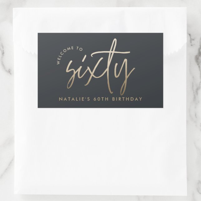 Modern 60th birthday simple stylish elegant script rectangular sticker (Bag)