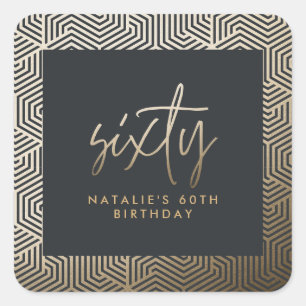 Modern 60th birthday simple stylish elegant script square sticker
