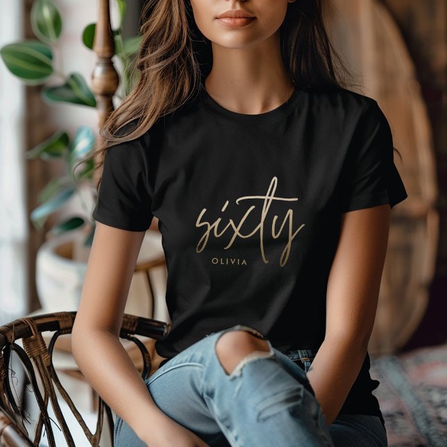 Modern 60th birthday simple stylish elegant script T-Shirt (Creator Uploaded)