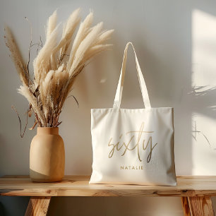 Modern 60th birthday simple stylish elegant script tote bag