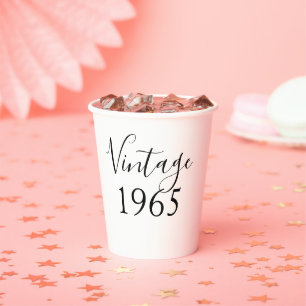 Modern 60th Birthday Vintage 1965 Free Party Paper Cups