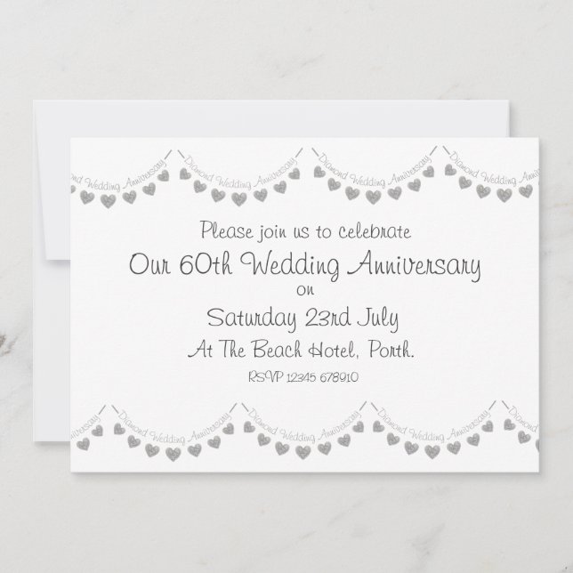 Modern 60th Diamond Wedding Anniversary Invitation (Front)