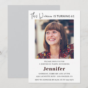 Modern 61st birthday invitations for her Photo