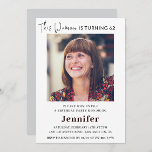 Modern 62nd birthday invitations for her Photo