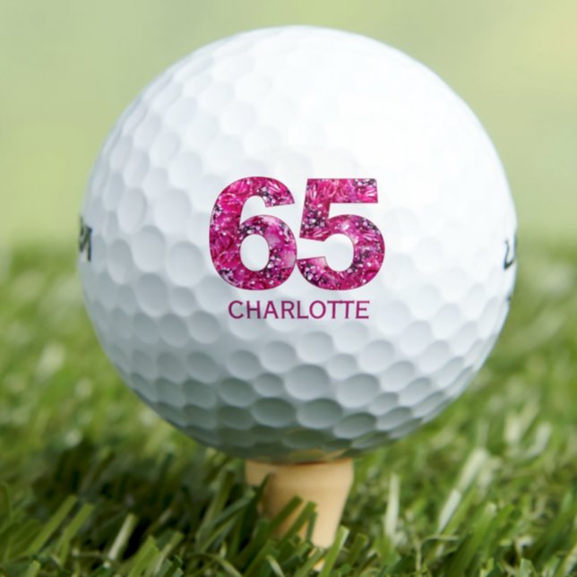 Modern 65th birthday golf balls 65 pink initials (Creator Uploaded)