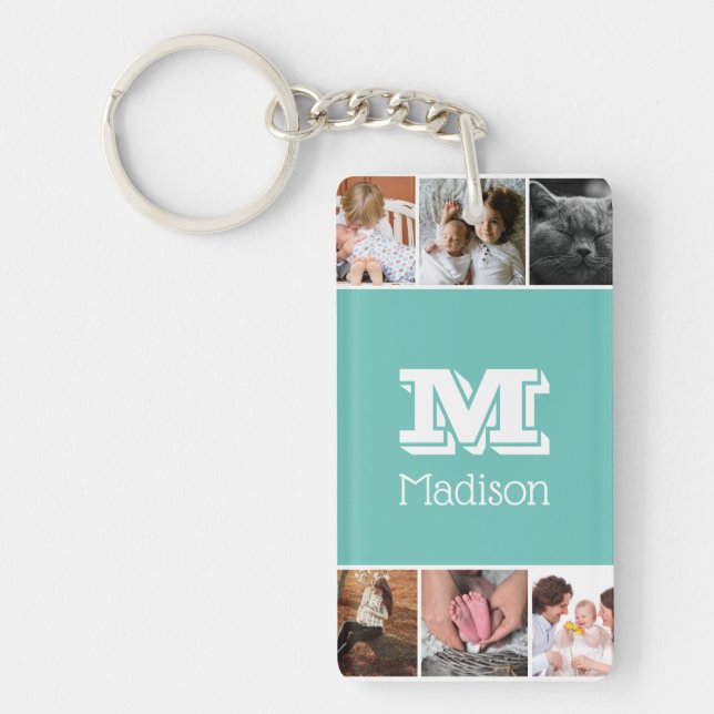 Modern 6 Family Photo Collage | Personalised Key Ring (Front)