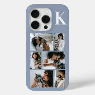 Modern 6 Pet Photo Dusty Blue iPhone 15 Pro Case