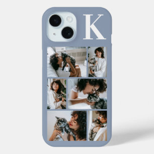 Modern 6 Pet Photo Dusty Blue iPhone 15 Case