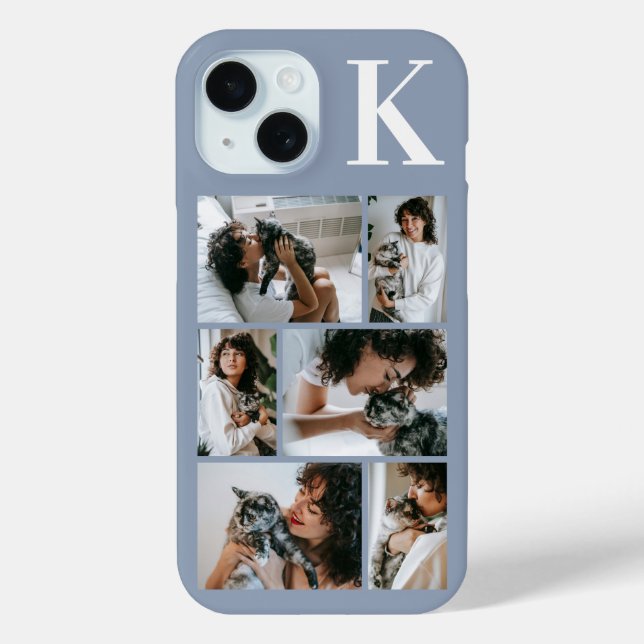 Modern 6 Pet Photo Dusty Blue Case-Mate iPhone Case (Back)