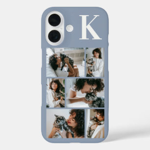 Modern 6 Pet Photo Dusty Blue iPhone 16 Case