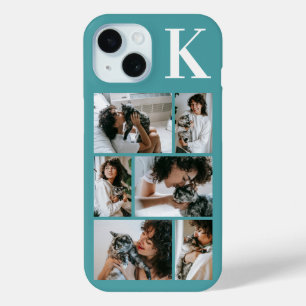 Modern 6 Pet Photo Teal iPhone 15 Case