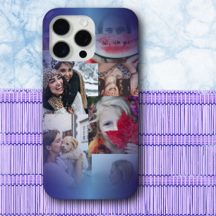 Modern 6 Photo Collage Blue Gradient iPhone 15 Pro Max Case