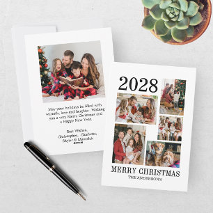 Modern 6 Photo Collage Christmas Holiday Card