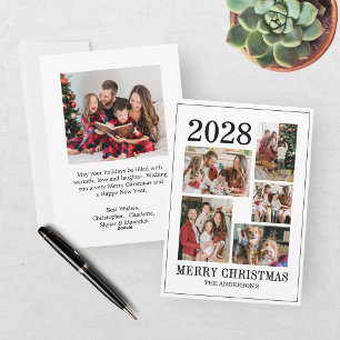 Modern 6 Photo Collage Christmas Holiday Card