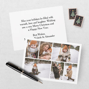 Modern 6 Photo Collage Christmas Holiday Card
