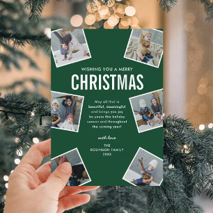 Modern 6 Photo Collage Christmas Holiday Card