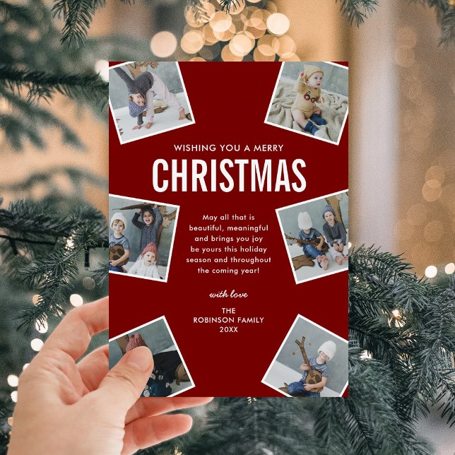 Modern 6 Photo Collage Christmas Holiday Card (Creator Uploaded)