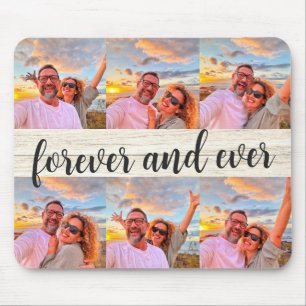 Modern 6 Photo Collage Custom Monogram Mouse Mat