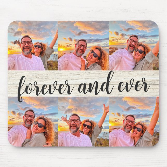 Modern 6 Photo Collage Custom Monogram Mouse Mat (Front)