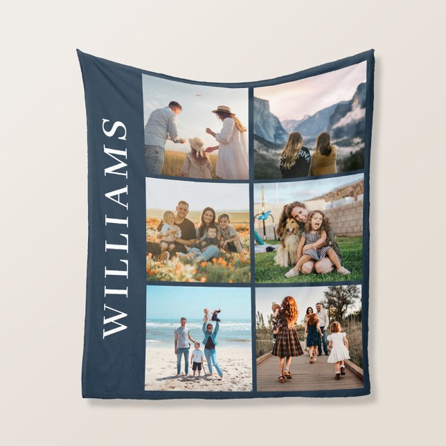 Modern 6 Photo Collage Fleece Blanket (Creator Uploaded)