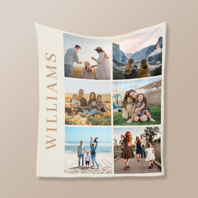 Modern 6 Photo Collage Fleece Blanket (Creator Uploaded)