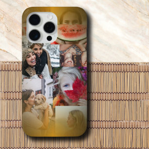 Modern 6  Photo Collage Gold Metallic Gradient  iPhone 15 Pro Max Case
