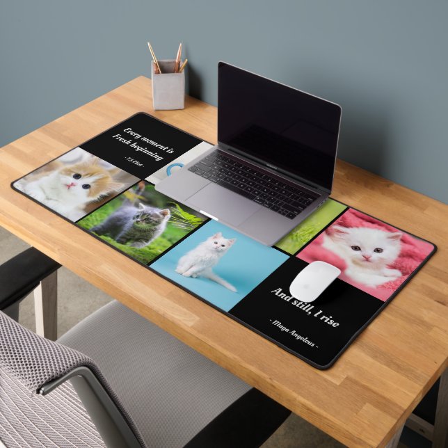 Modern 6 Photo Collage Personalised Monogram Desk Mat (Office 2)