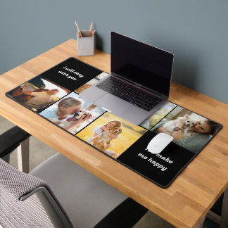 Modern 6 Photo Collage Personalised Monogram Desk Mat