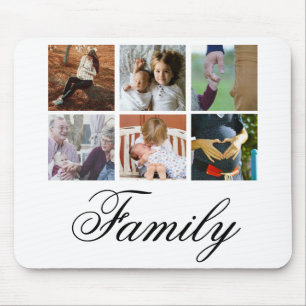 Modern 6 Photo Collage Personalised Mouse Mat