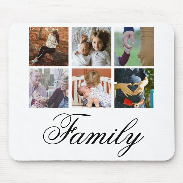 Modern 6 Photo Collage | Personalised Mouse Mat (Front)