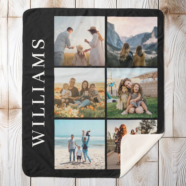 Modern 6 Photo Collage Sherpa Blanket (Creator Uploaded)