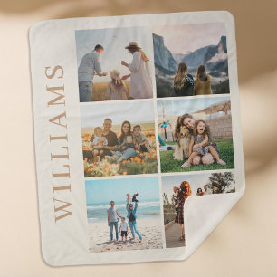 Modern 6 Photo Collage Sherpa Blanket